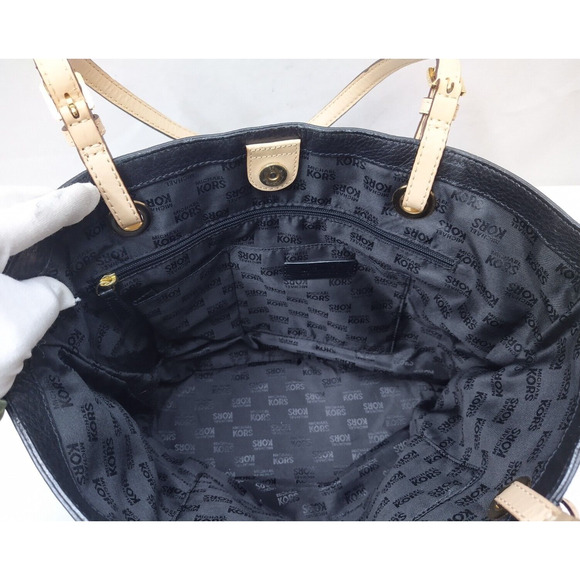 Michael Kors Jet Set Black Soft Leather Double Handles Tote Shoulder Bag - Picture 11 of 16